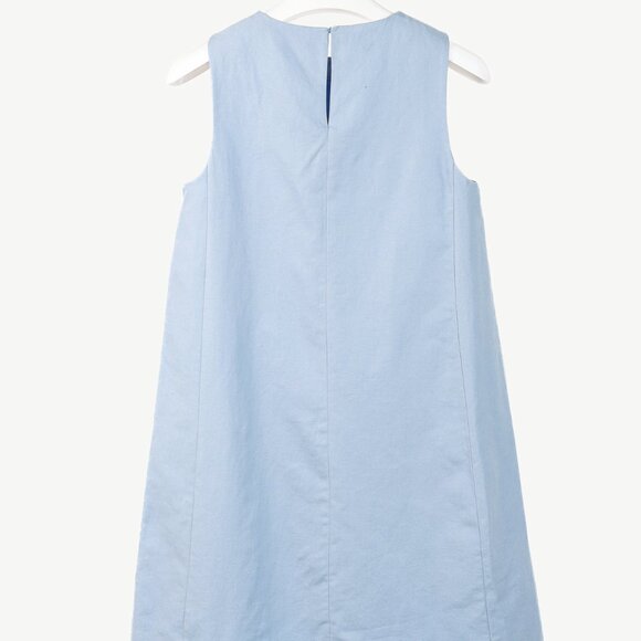 Weekend Max Mara Racer Light Blue Cotton & Linen Short Dress - Picture 3 of 11